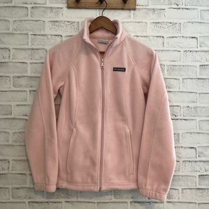 Columbia Soft Pink Fleece Zip Up Jacket Size Small   #B130